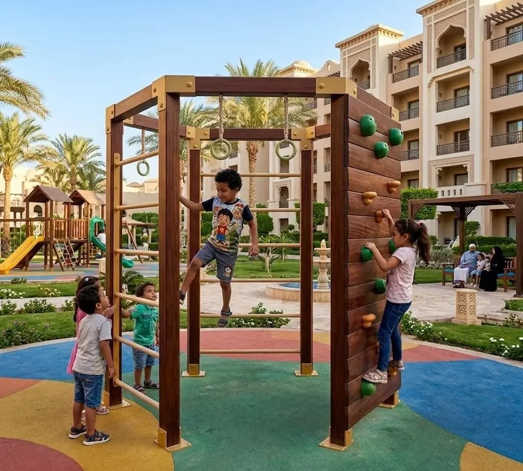Hexa Climb — Hotel forecourt · Sculptural agility